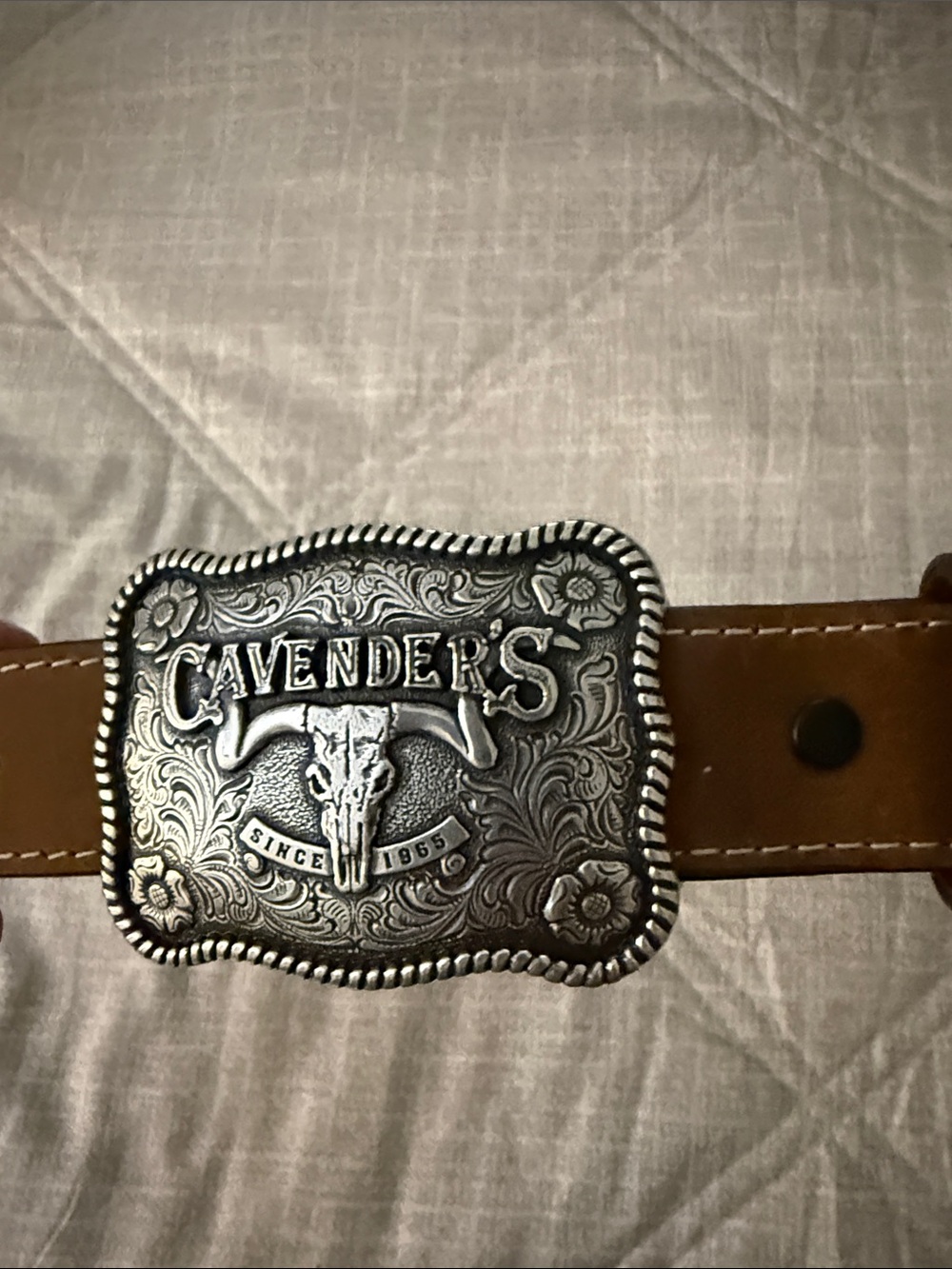 Kids Brown Leather Belt with Decorative Silver Buckle